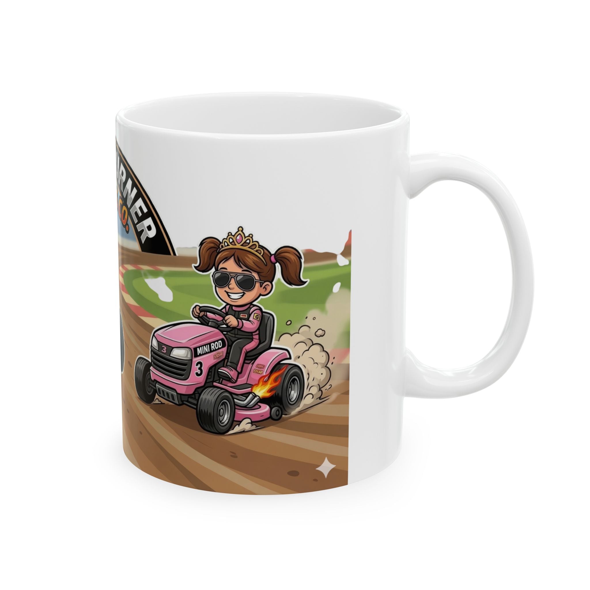 Grass Burner Racing Co. Ceramic Mug – Lawn Mower Racing Design (11oz, 15oz)